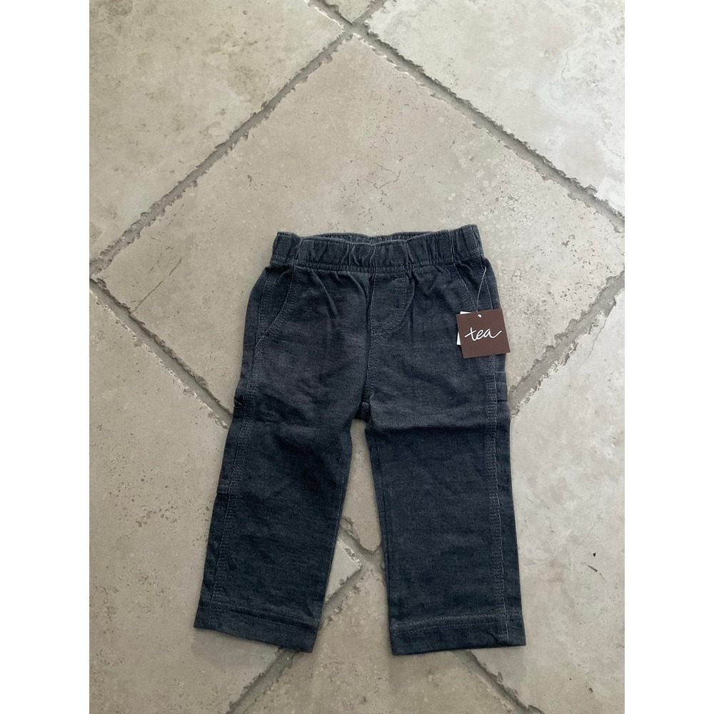 NWT‎ Tea Collection Gray Denim-Like Carpenter Pants - size 3-6 months